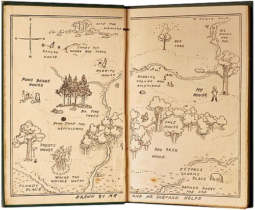 Map from copy of Winnie-the-Pooh inscribed to Milne's son