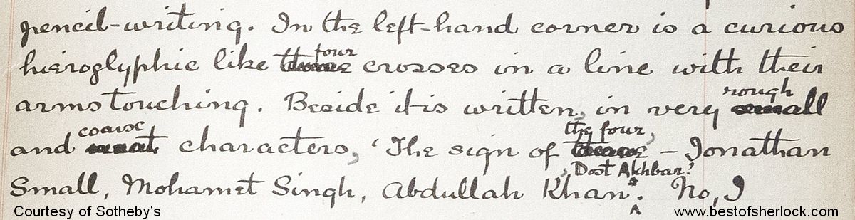 The Sign of Three on page 23 of the manuscript of The Sign of Four