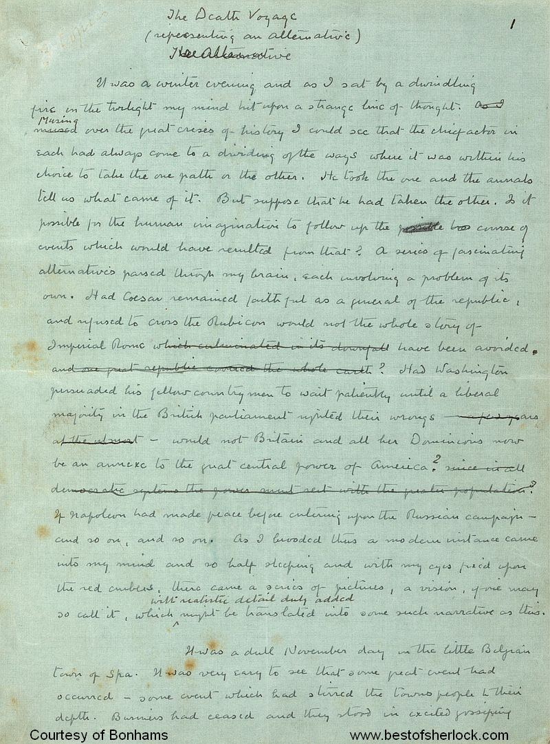 Manuscript of The Death Voyage - first page