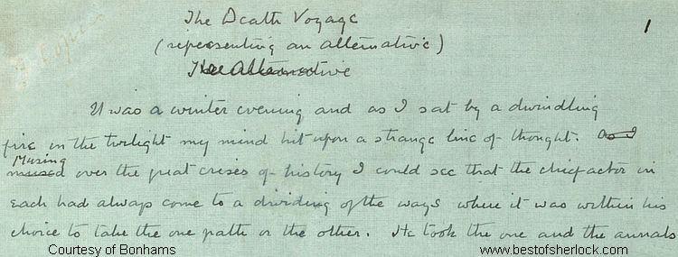 The Death Voyage manuscript - first 5 lines