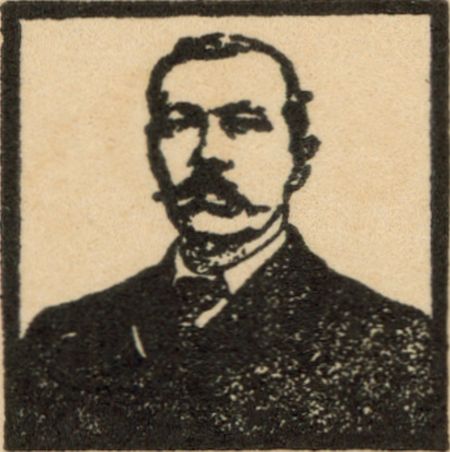Conan Doyle portrait in Collier's 1913 Dying Detective booklet